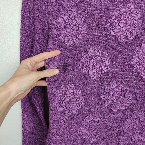 Ichioku Crinkle Cardigan Womens Medium 2 Purple Floral Japanese Designer Y2K - Picture 7 of 9